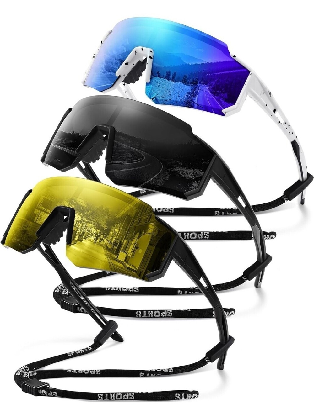 Gesruny 3 Set Polarized Sport Sunglasses Unisex Lightweight TR90 UV Protection